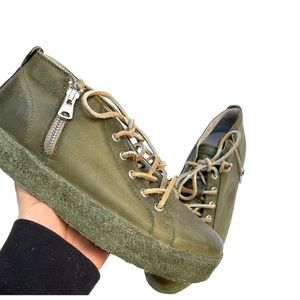 Blackstone Olive Leather Mid-Sneaker Shoes 37